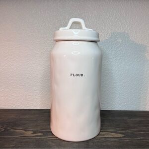 Rae Dunn Typewriter Print FLOUR Canister Canadian Release Ceramic White Retired
